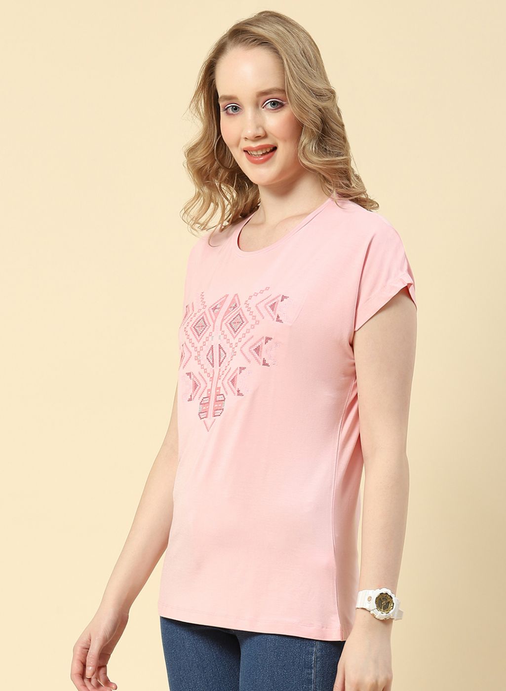 Women Pink Printed Top