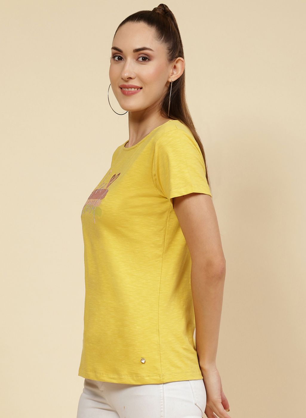 Women Yellow Printed Top