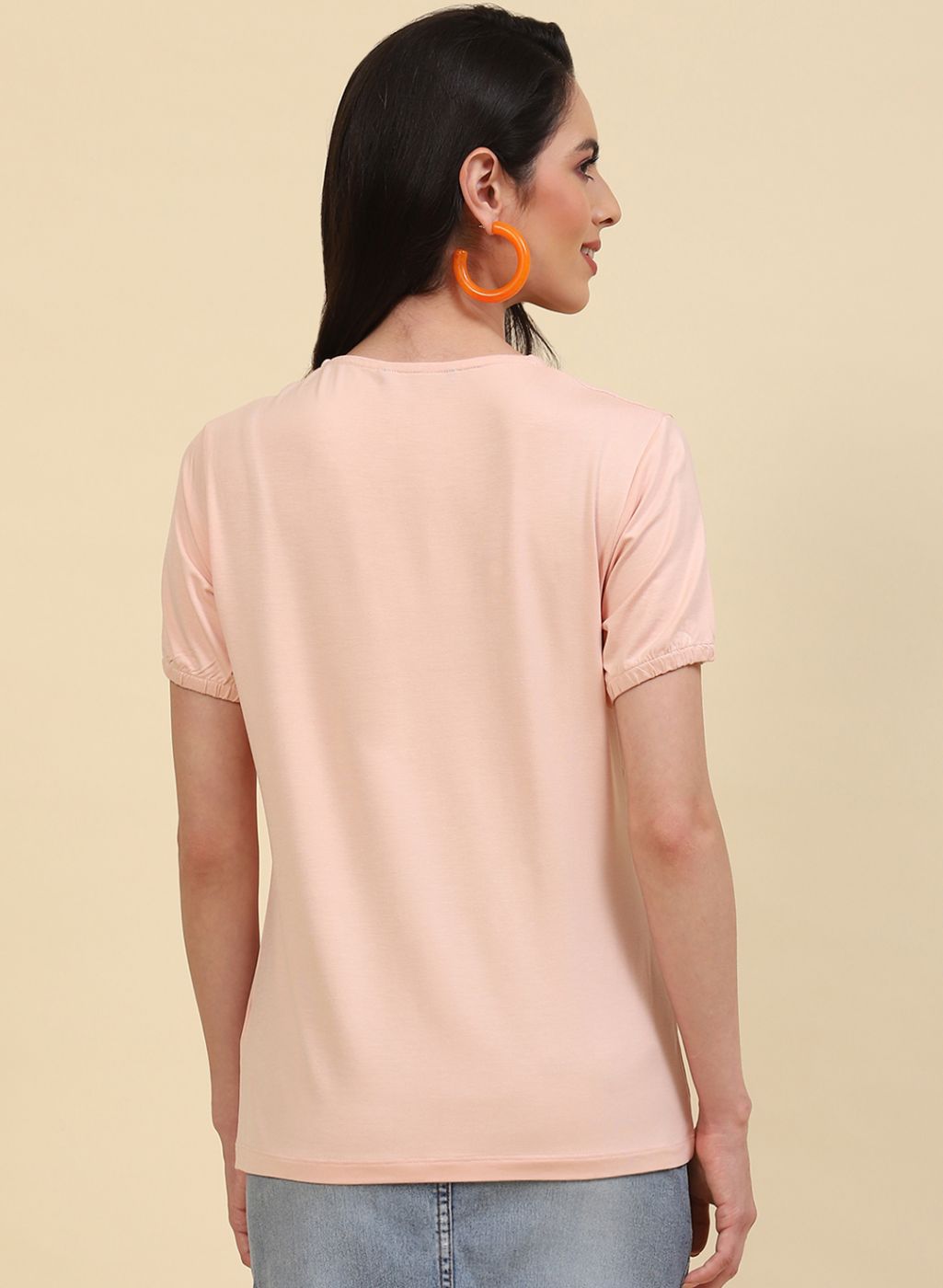 Women Peach Printed Top