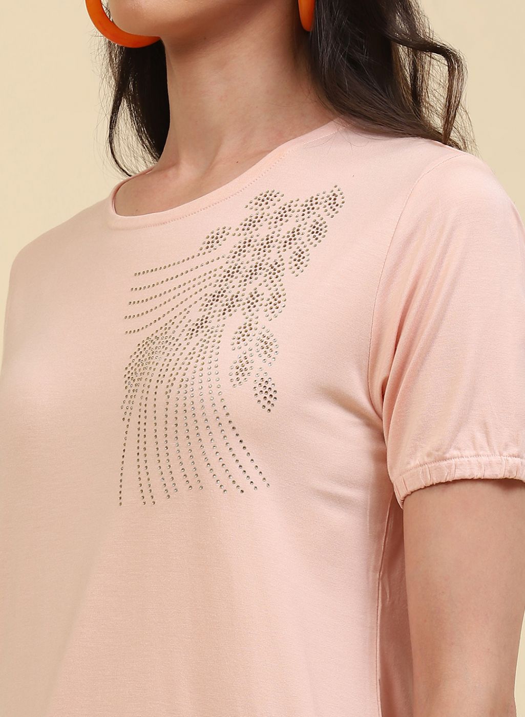 Women Peach Printed Top