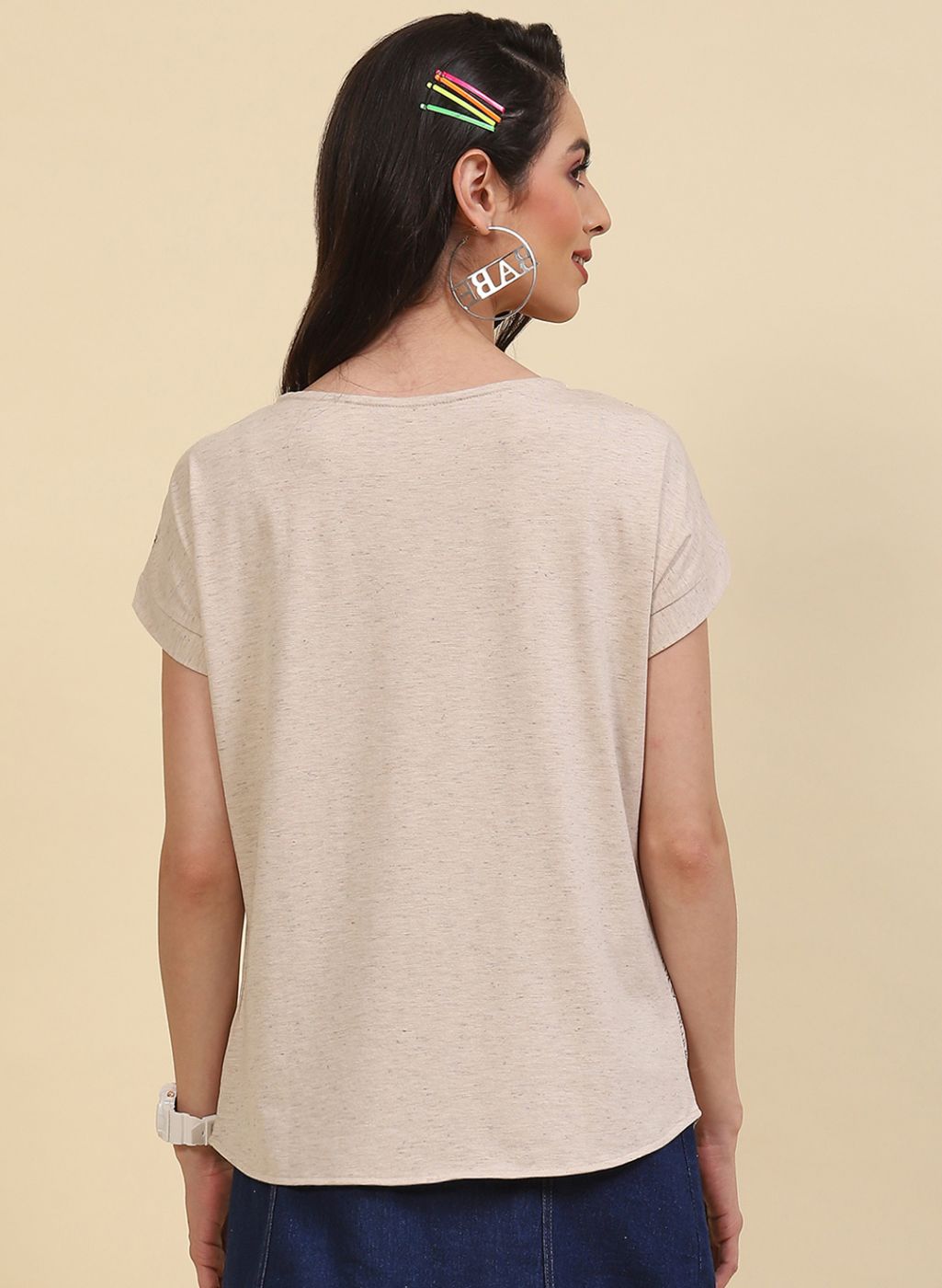 Women Cream Printed Top