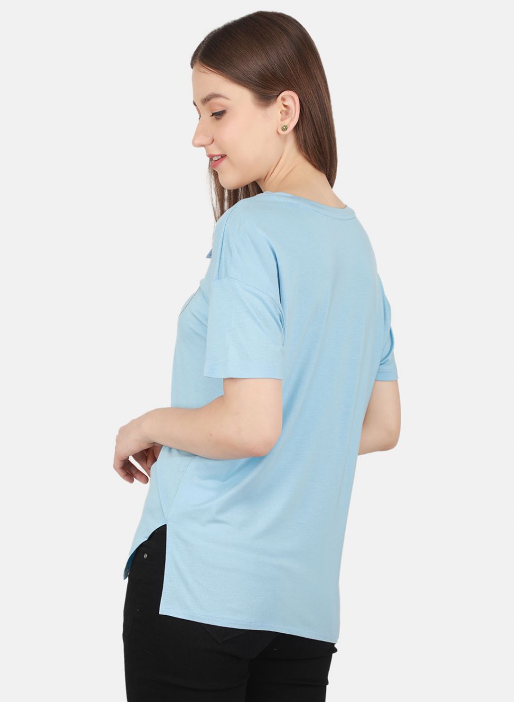 Women Sky Blue Printed Top