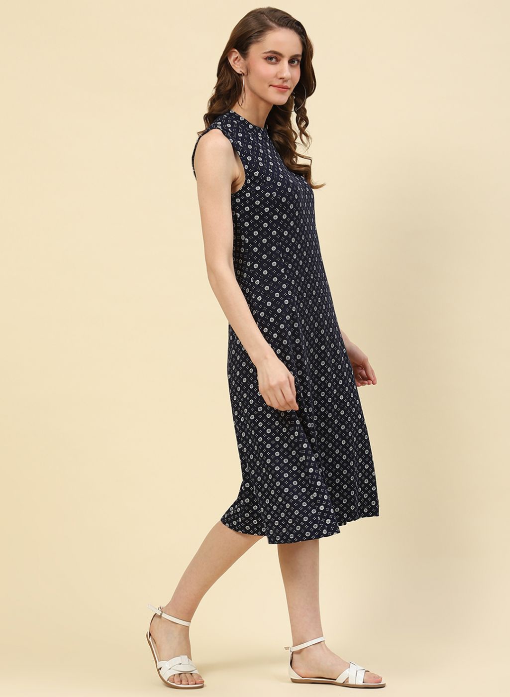 Women NAvy Blue Printed Dress