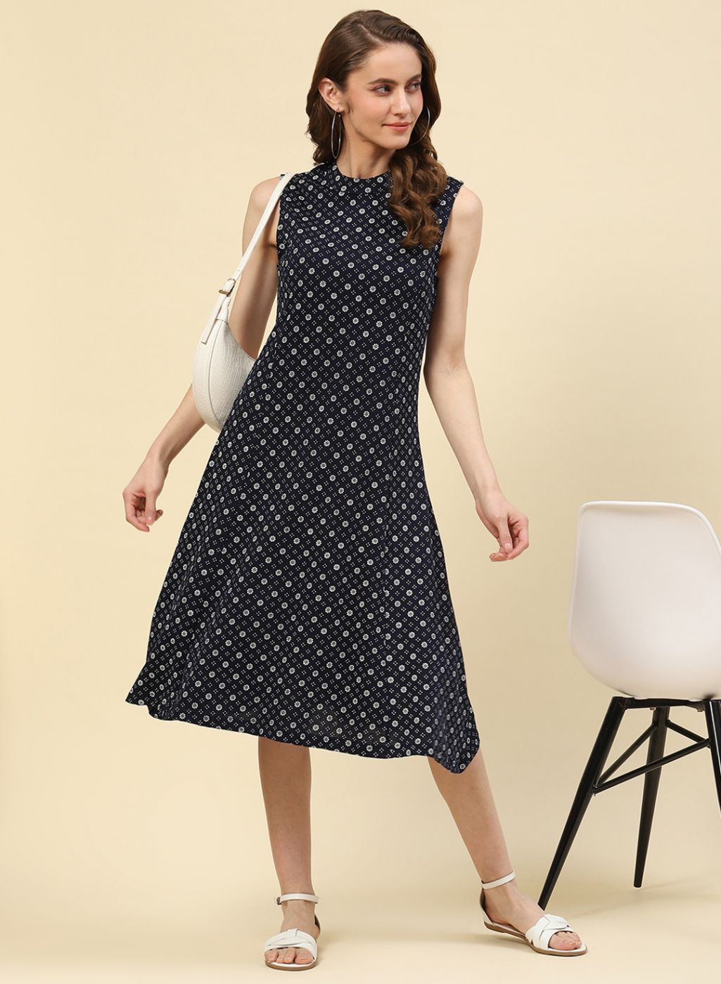 Women NAvy Blue Printed Dress