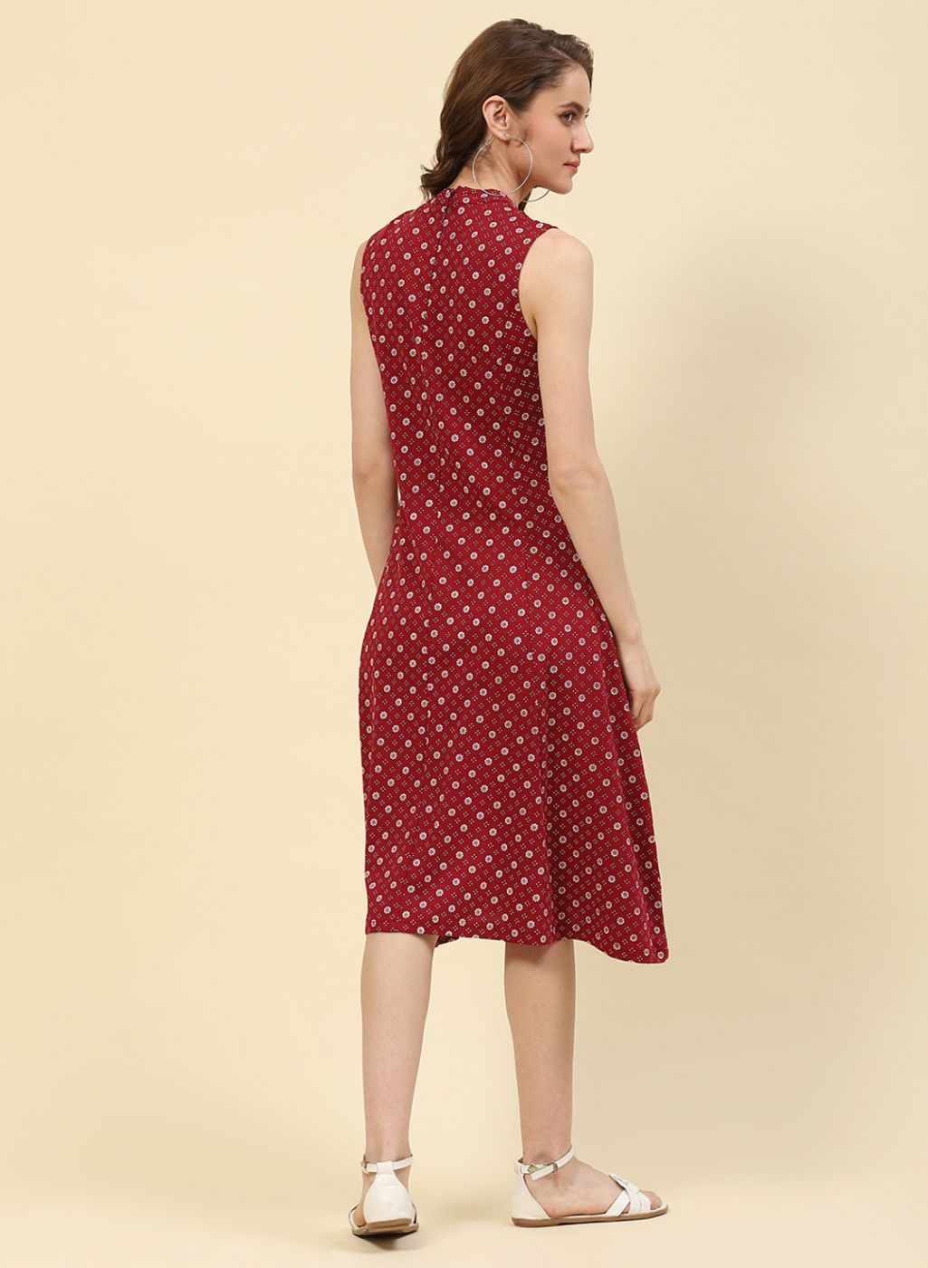 Women Maroon Printed Dress