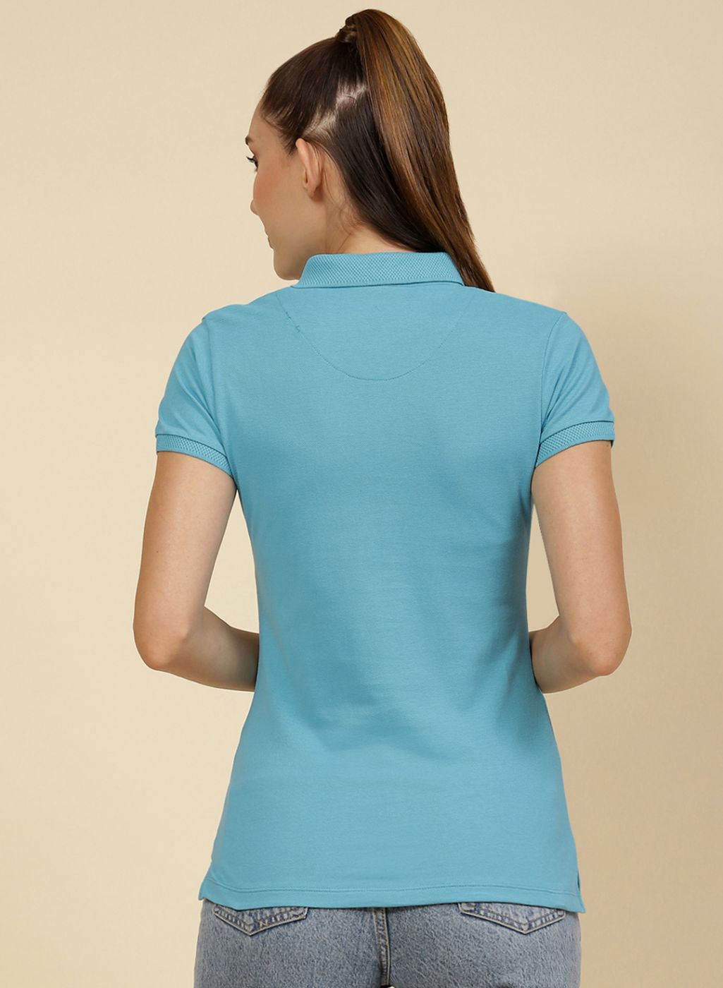 Women Blue Embroidered T-Shirt