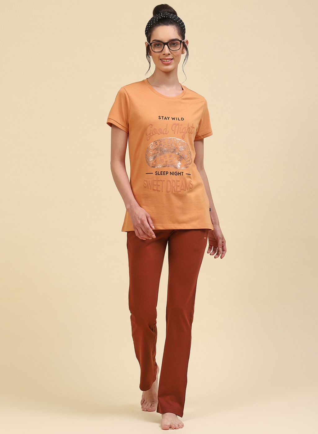 Women Brown Printed Lower Set