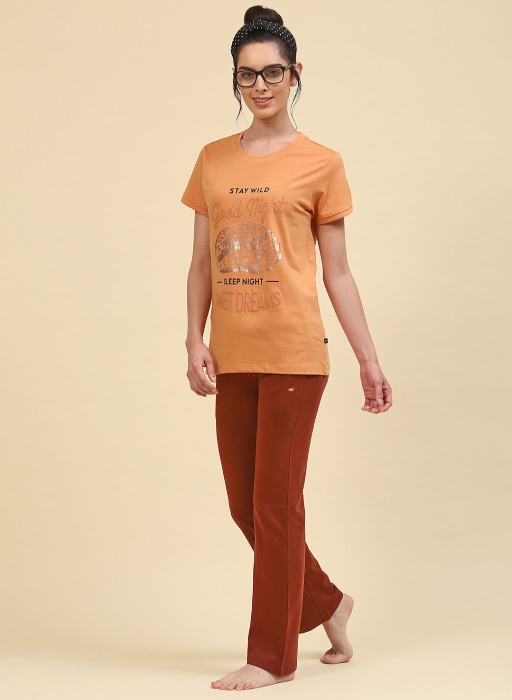 Women Brown Printed Lower Set