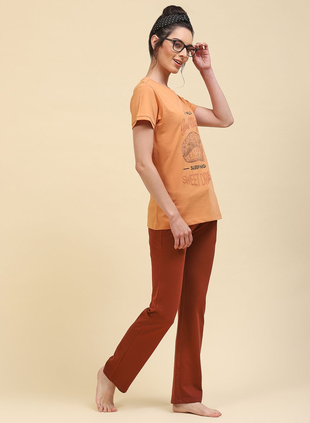 Women Brown Printed Lower Set