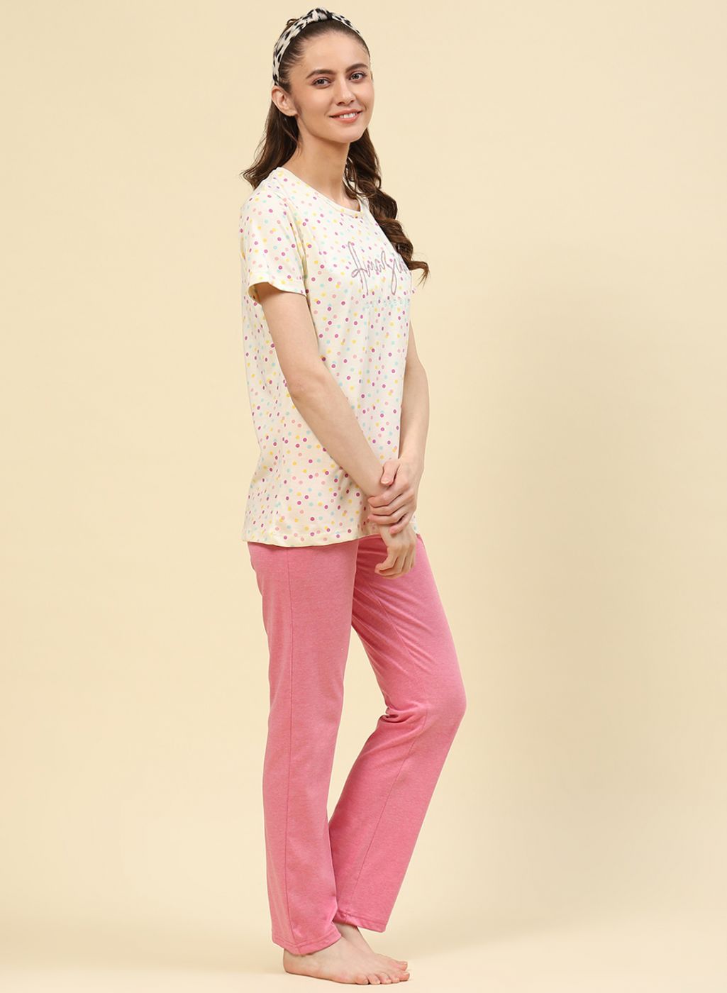 Women Pink Printed Lower Set