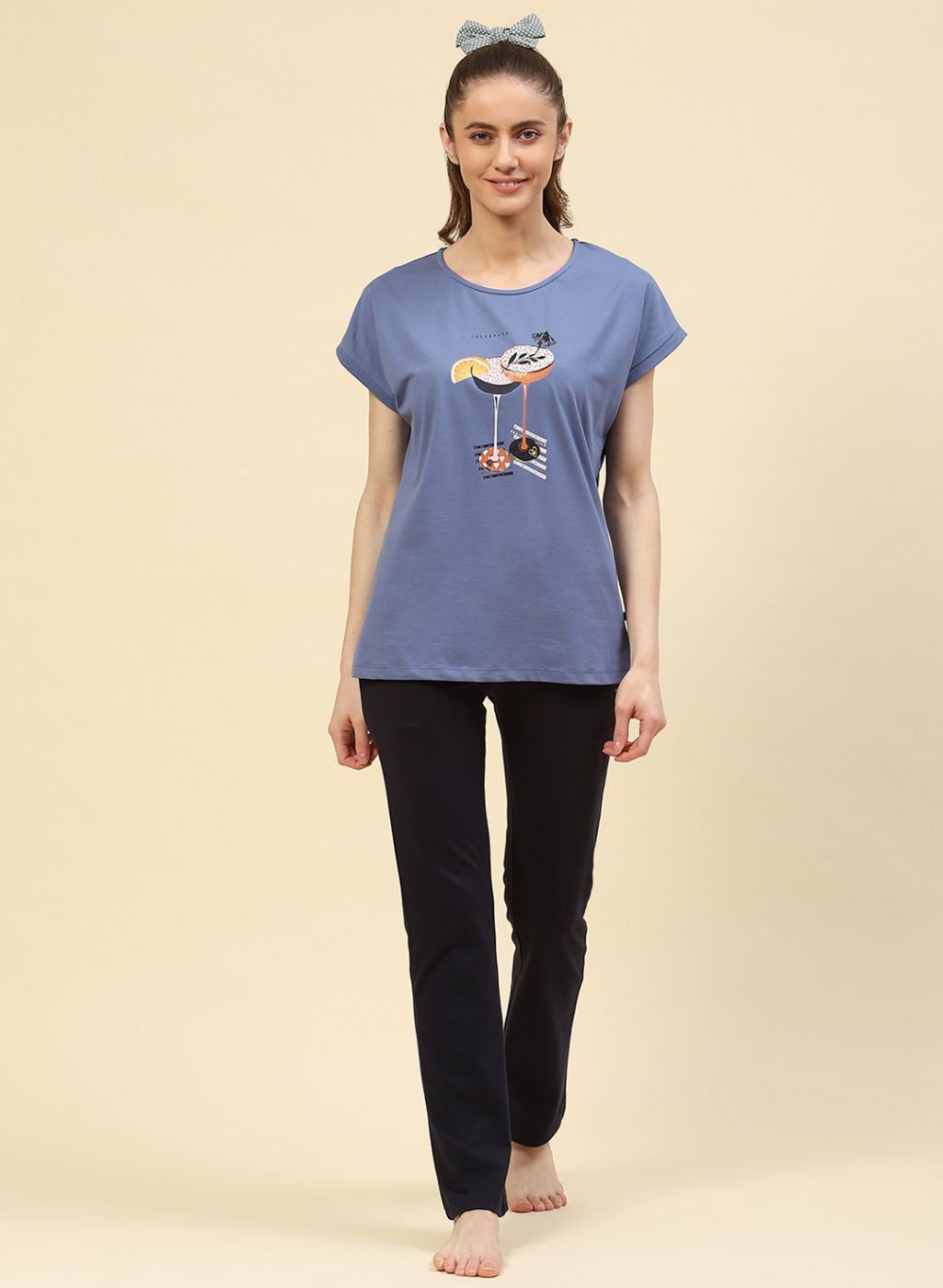 Women Blue Printed Lower Set