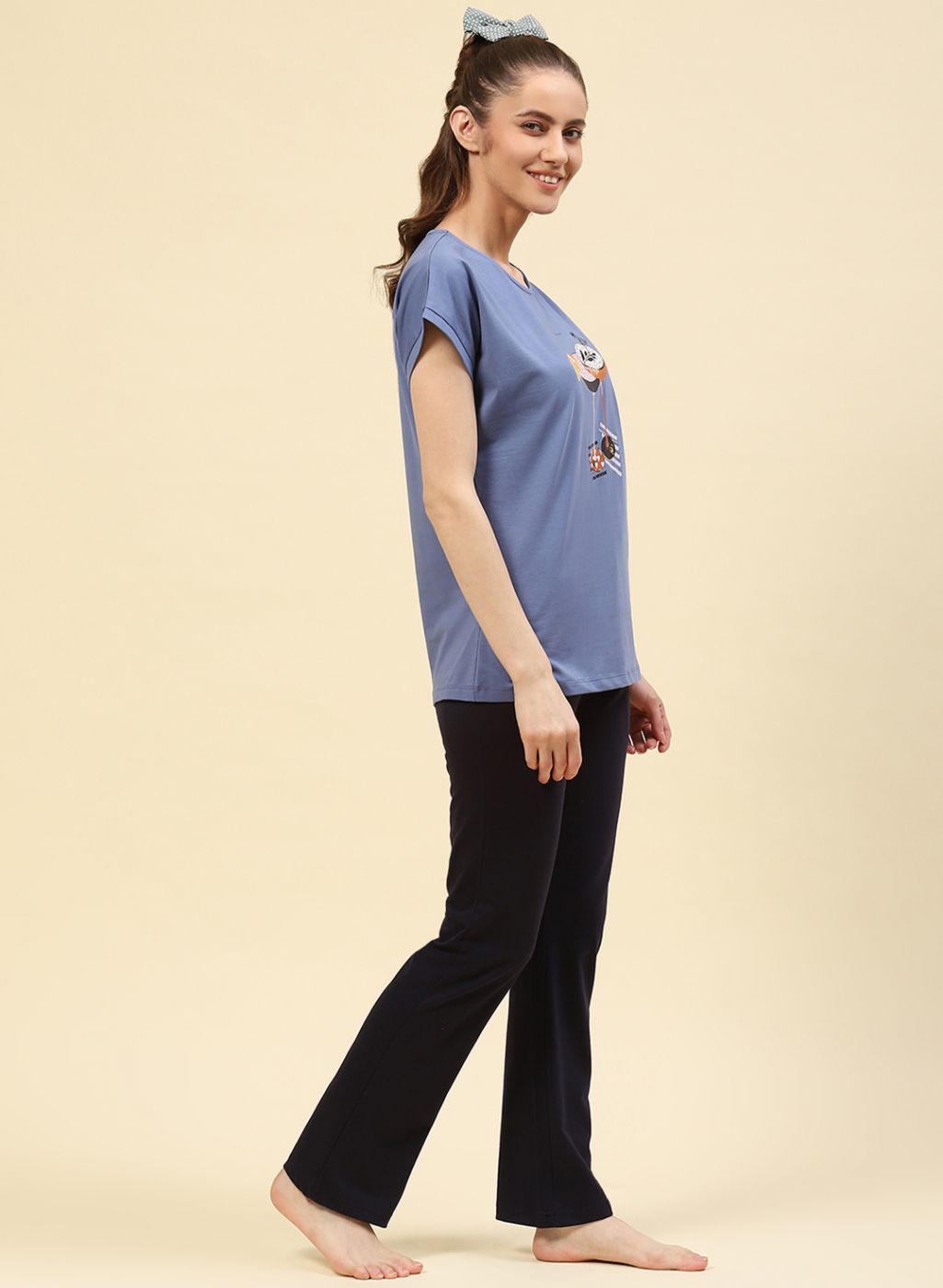 Women Blue Printed Lower Set