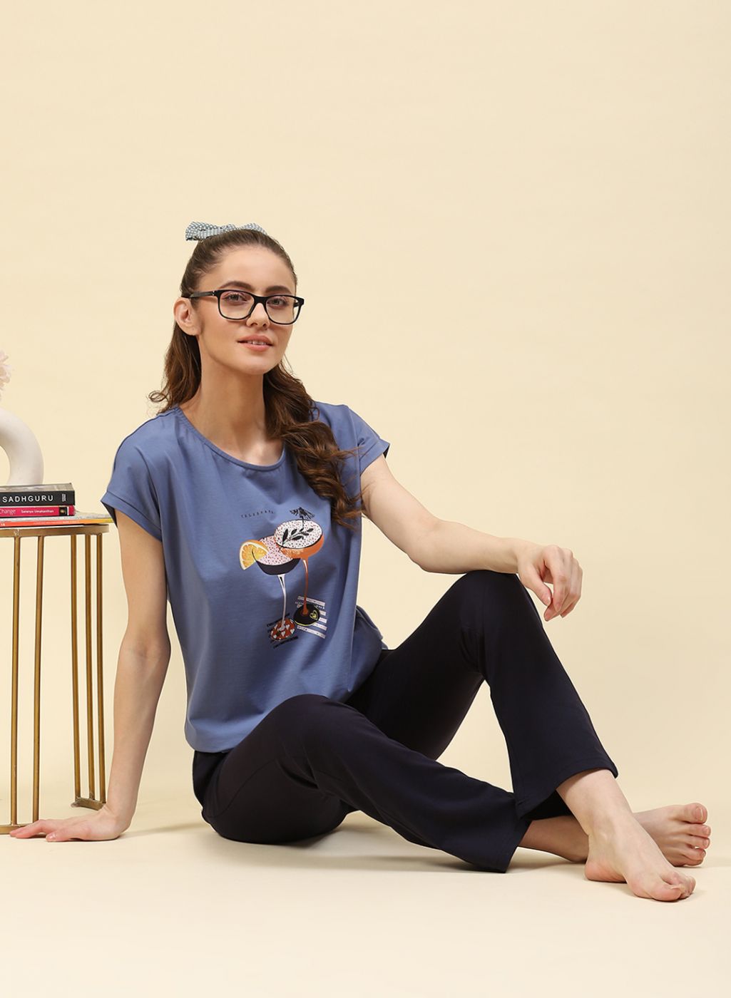 Women Blue Printed Lower Set