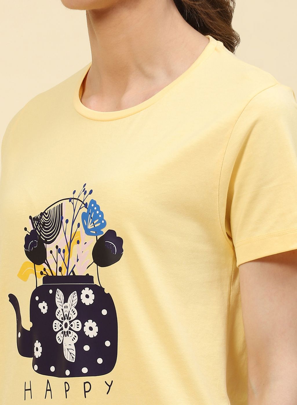 Women Yellow Printed Lower Set