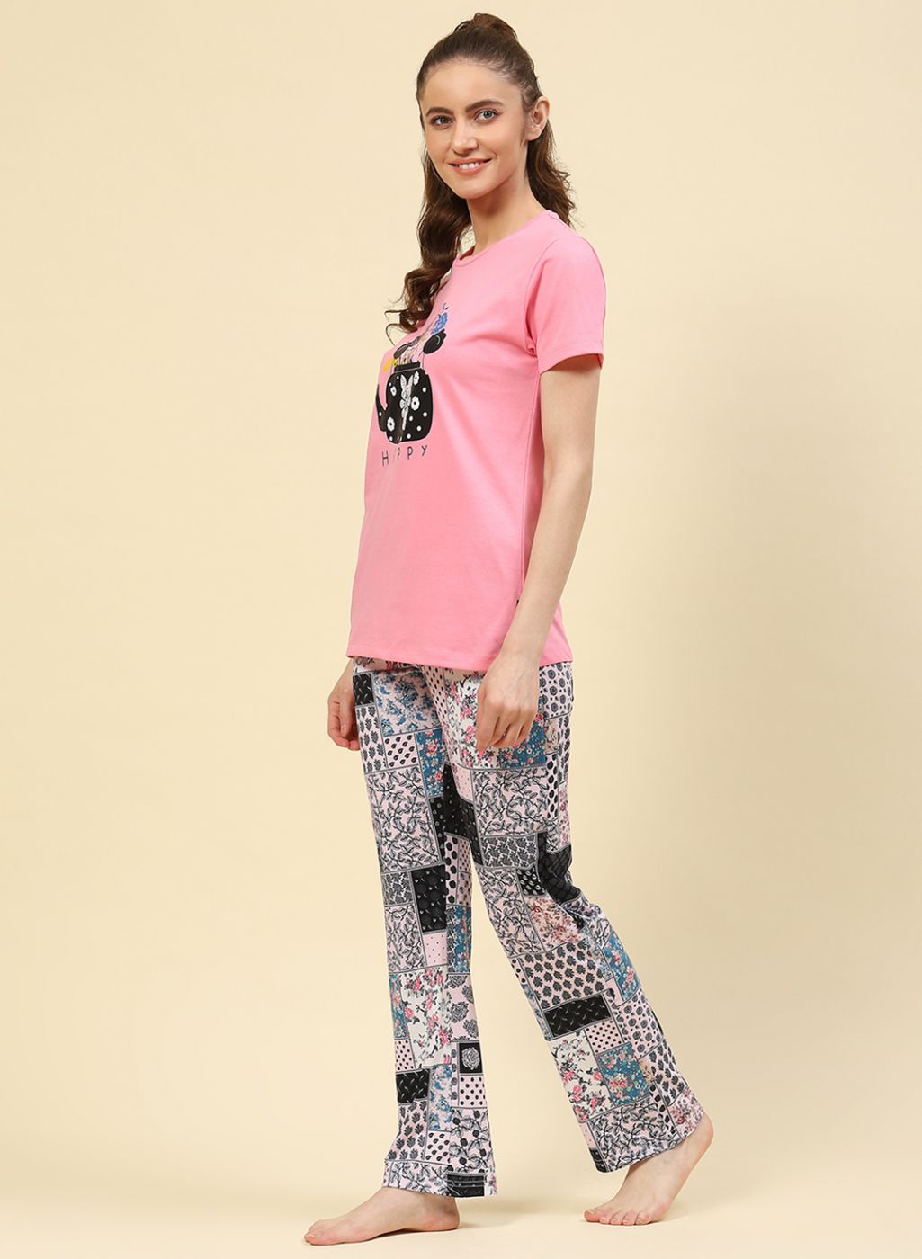 Women Pink Printed Lower Set
