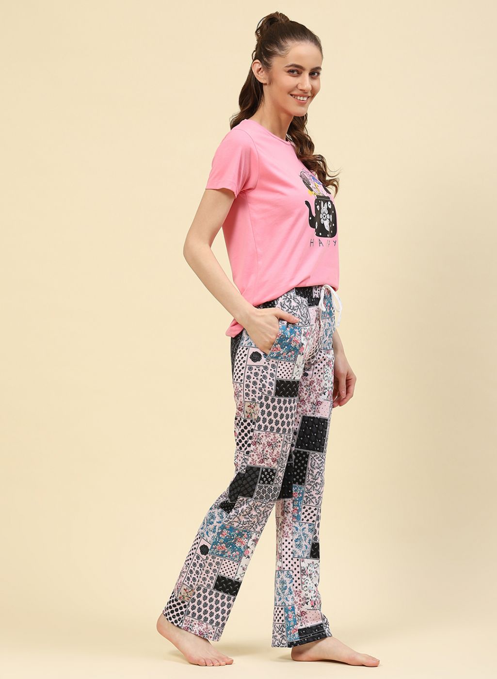 Women Pink Printed Lower Set