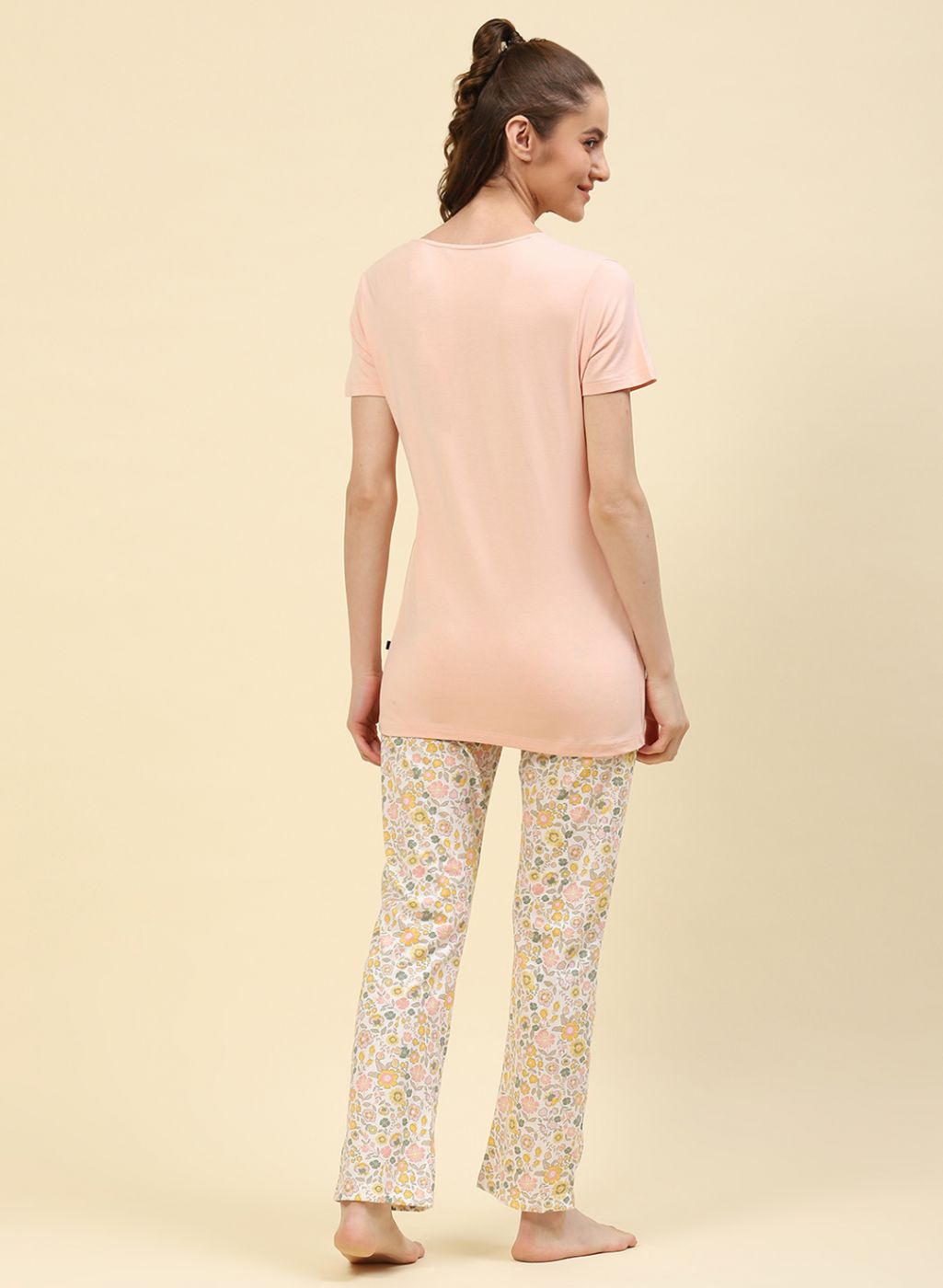 Women Peach Printed Lower Set