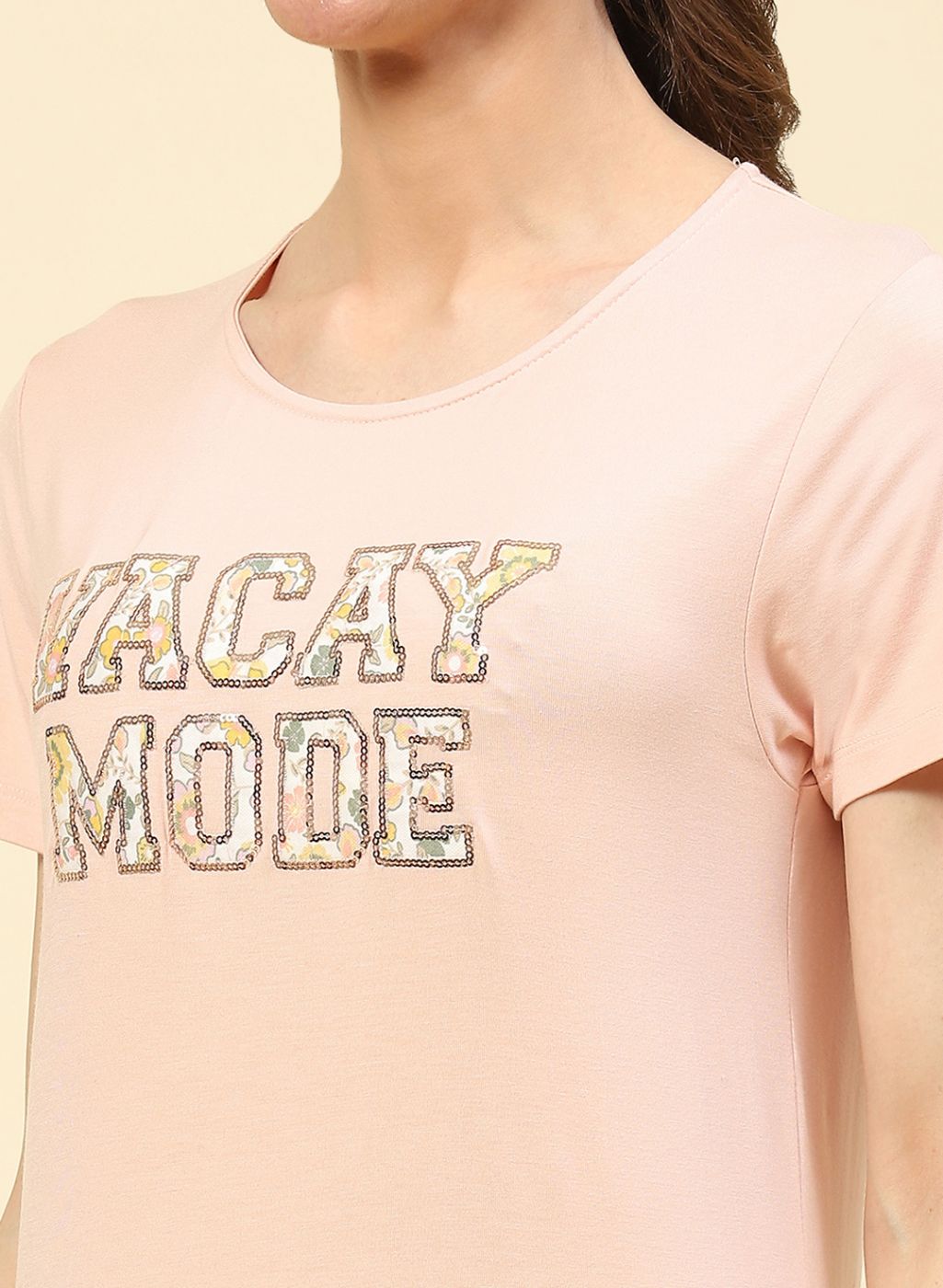 Women Peach Printed Lower Set