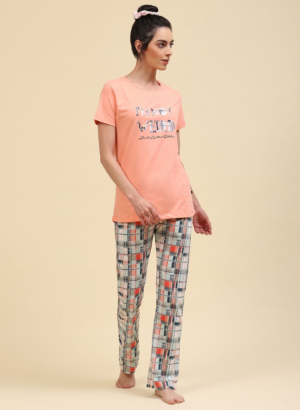 Women Peach Printed Lower Set