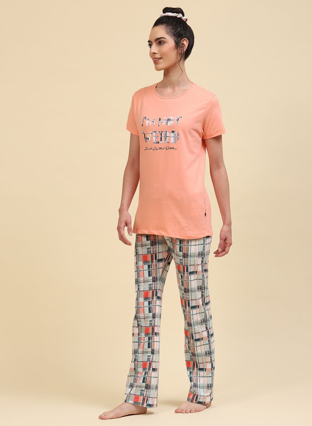 Women Peach Printed Lower Set