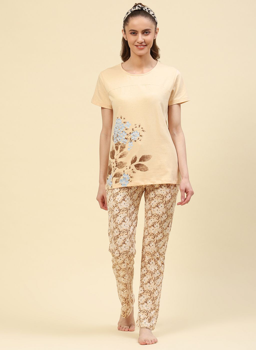 Women Beige Printed Lower Set