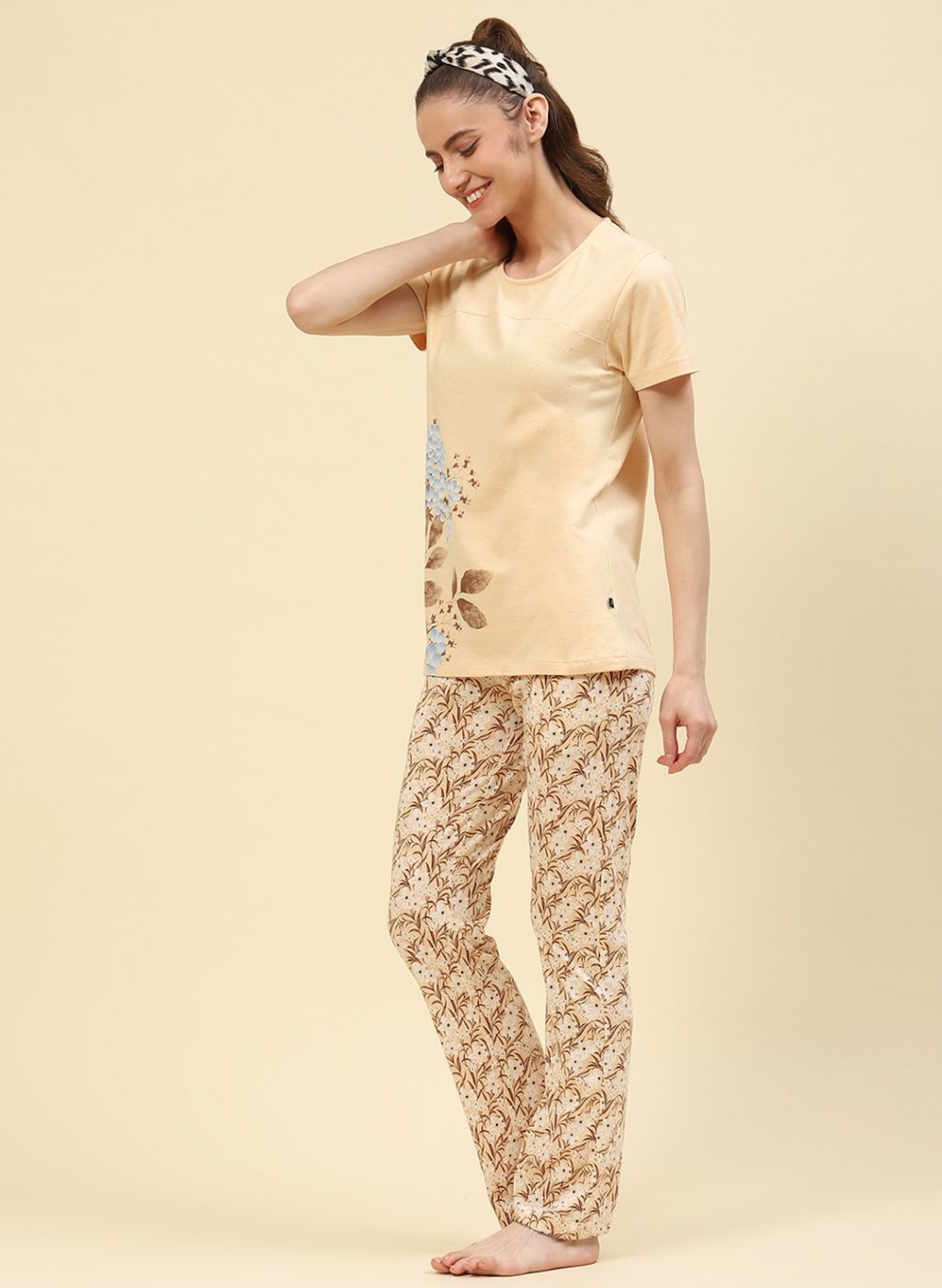 Women Beige Printed Lower Set
