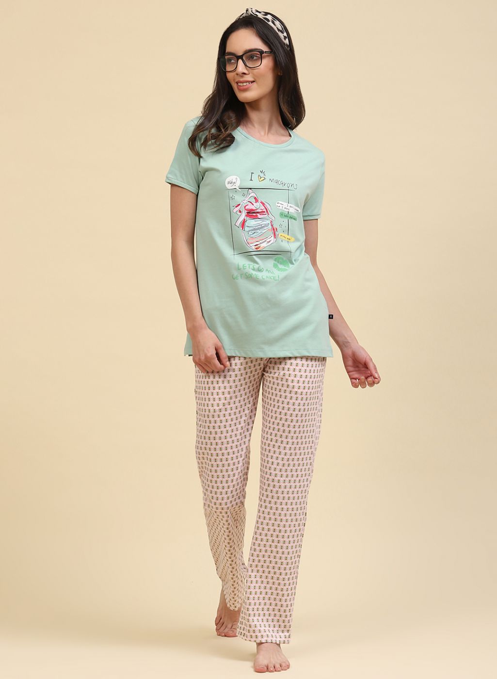 Women Green Printed Lower Set