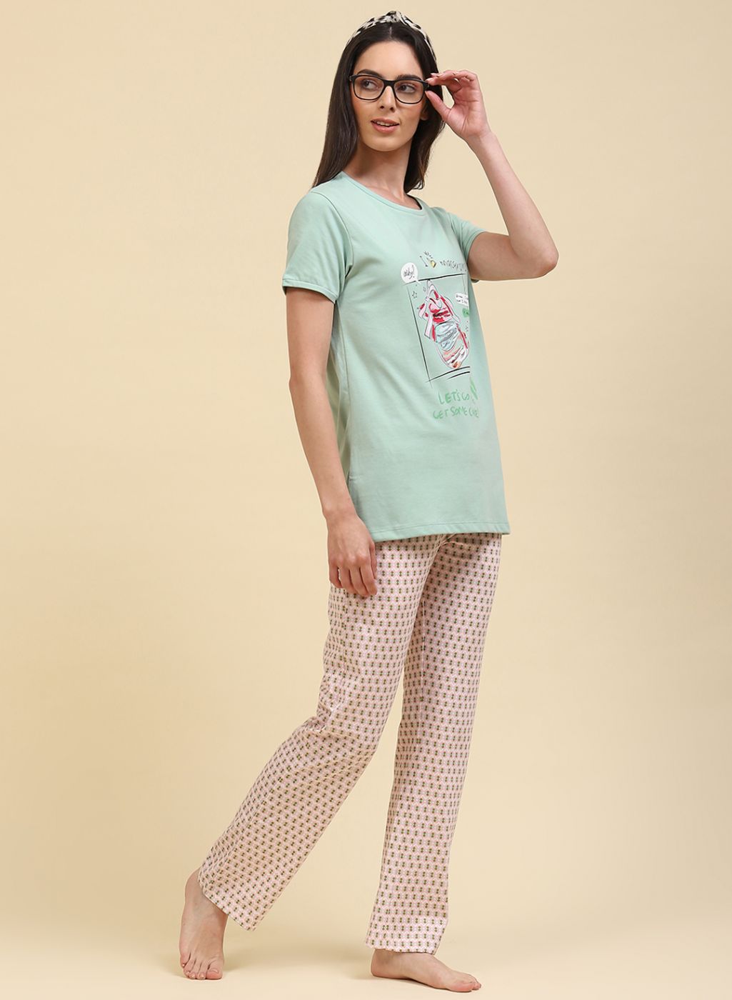 Women Green Printed Lower Set