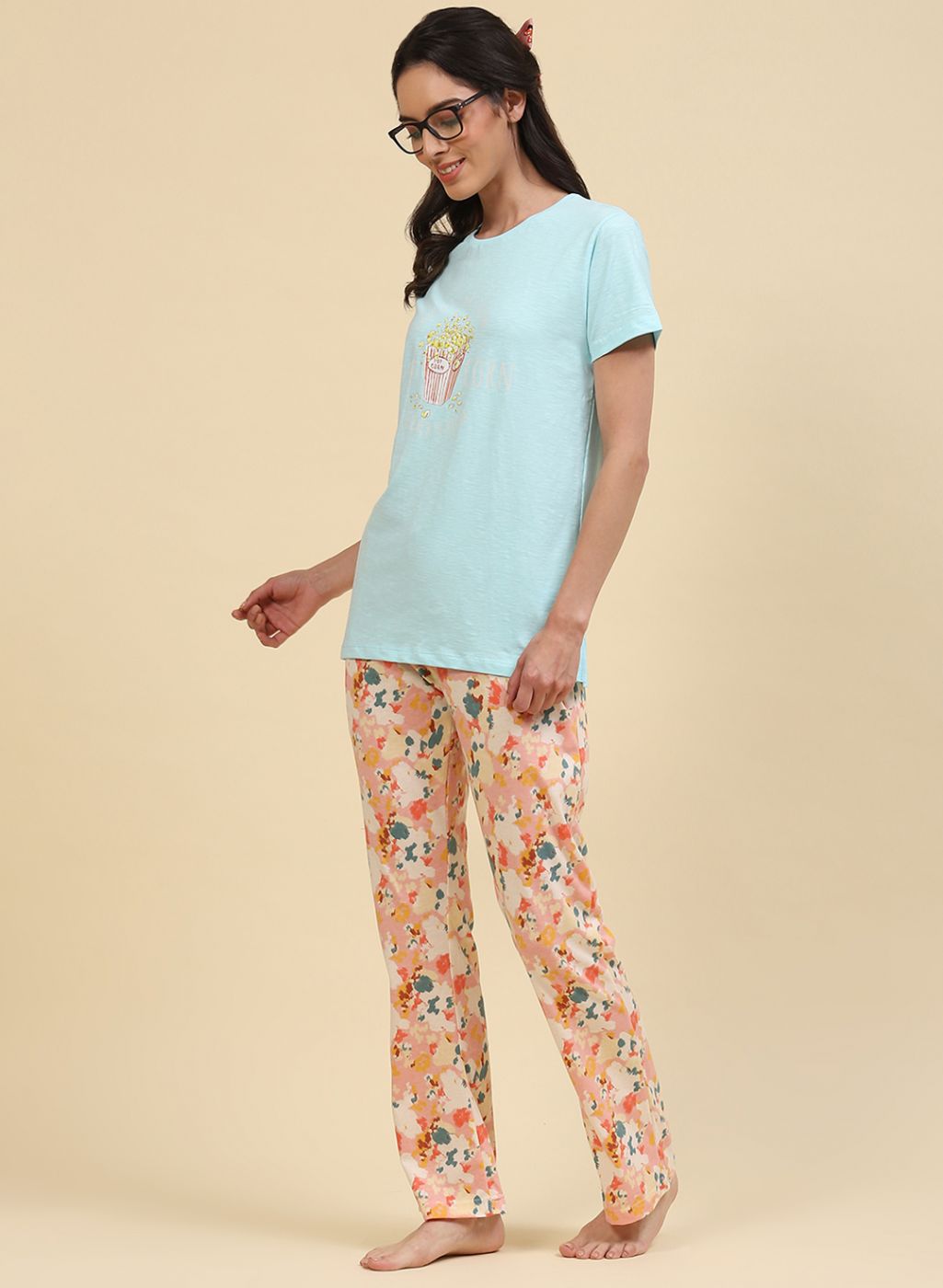 Women Blue Printed Lower Set