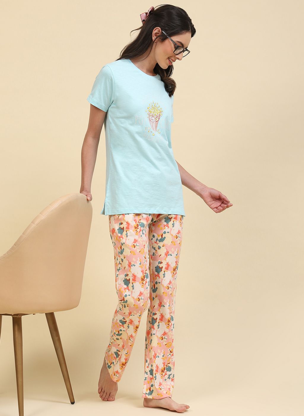 Women Blue Printed Lower Set