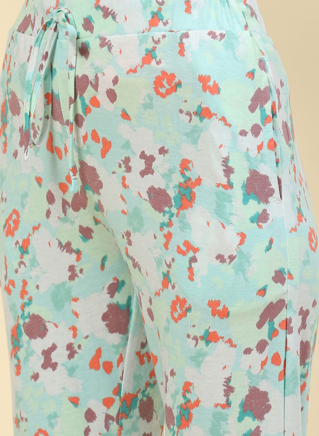 Women Peach Printed Lower Set