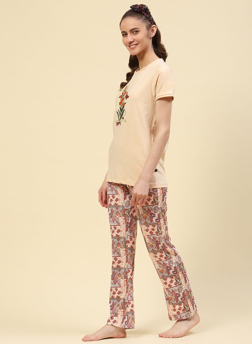 Women Beige Printed Lower Set