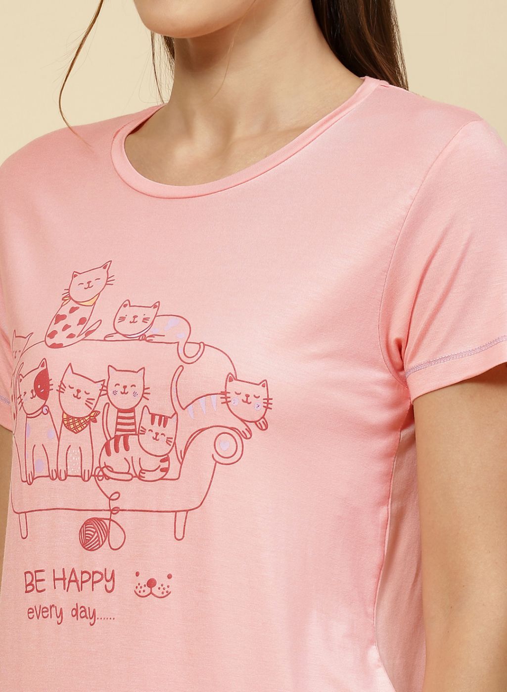 Women Peach Printed Lower Set