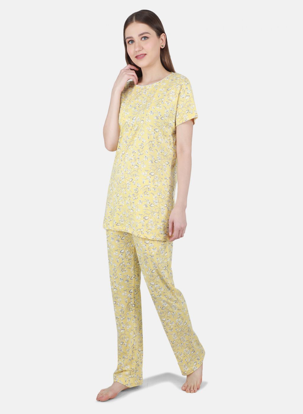 Women Yellow Printed Lower Set