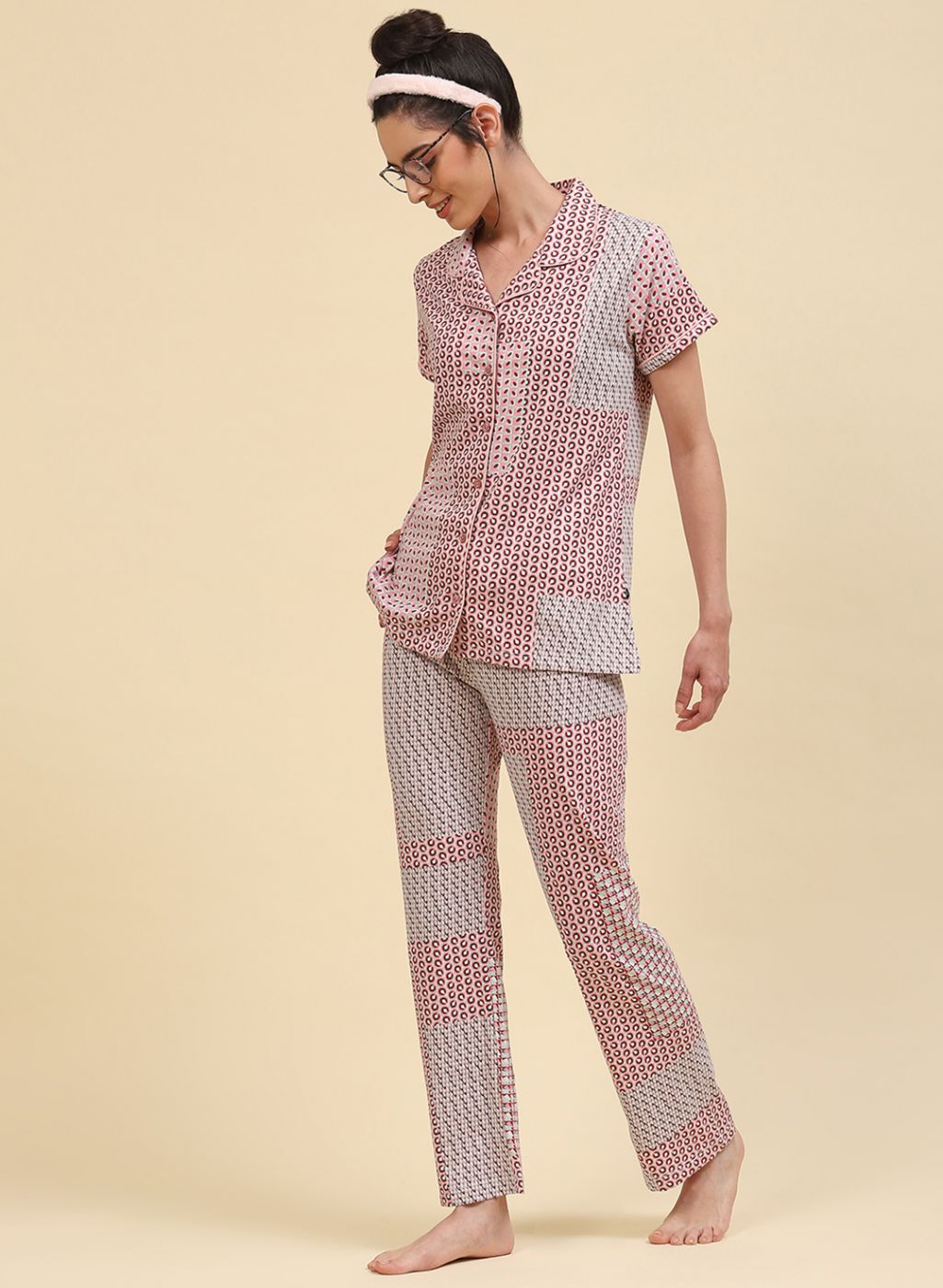 Women Pink Printed Lower Set