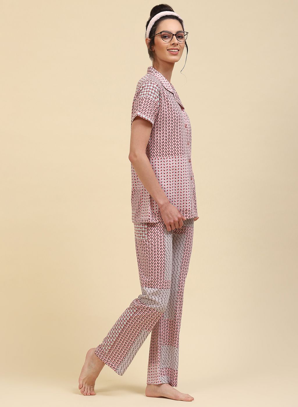 Women Pink Printed Lower Set