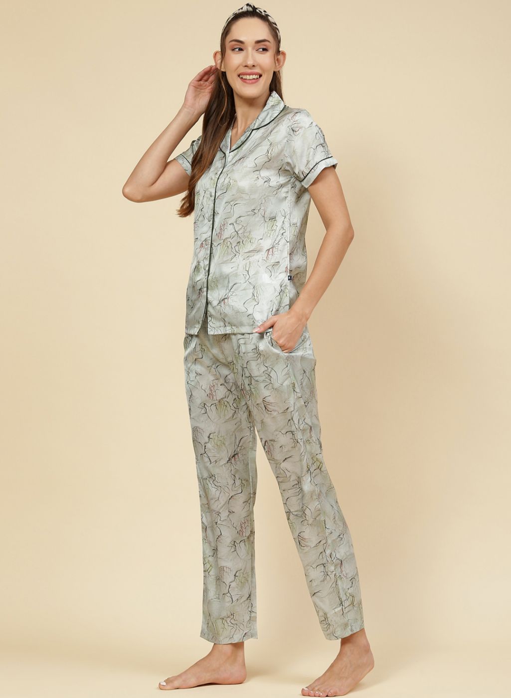 Women Green Printed Lower Set