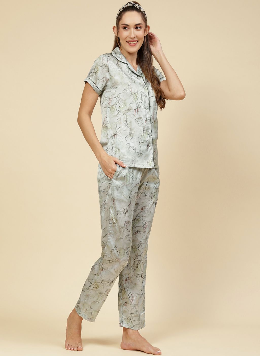 Women Green Printed Lower Set