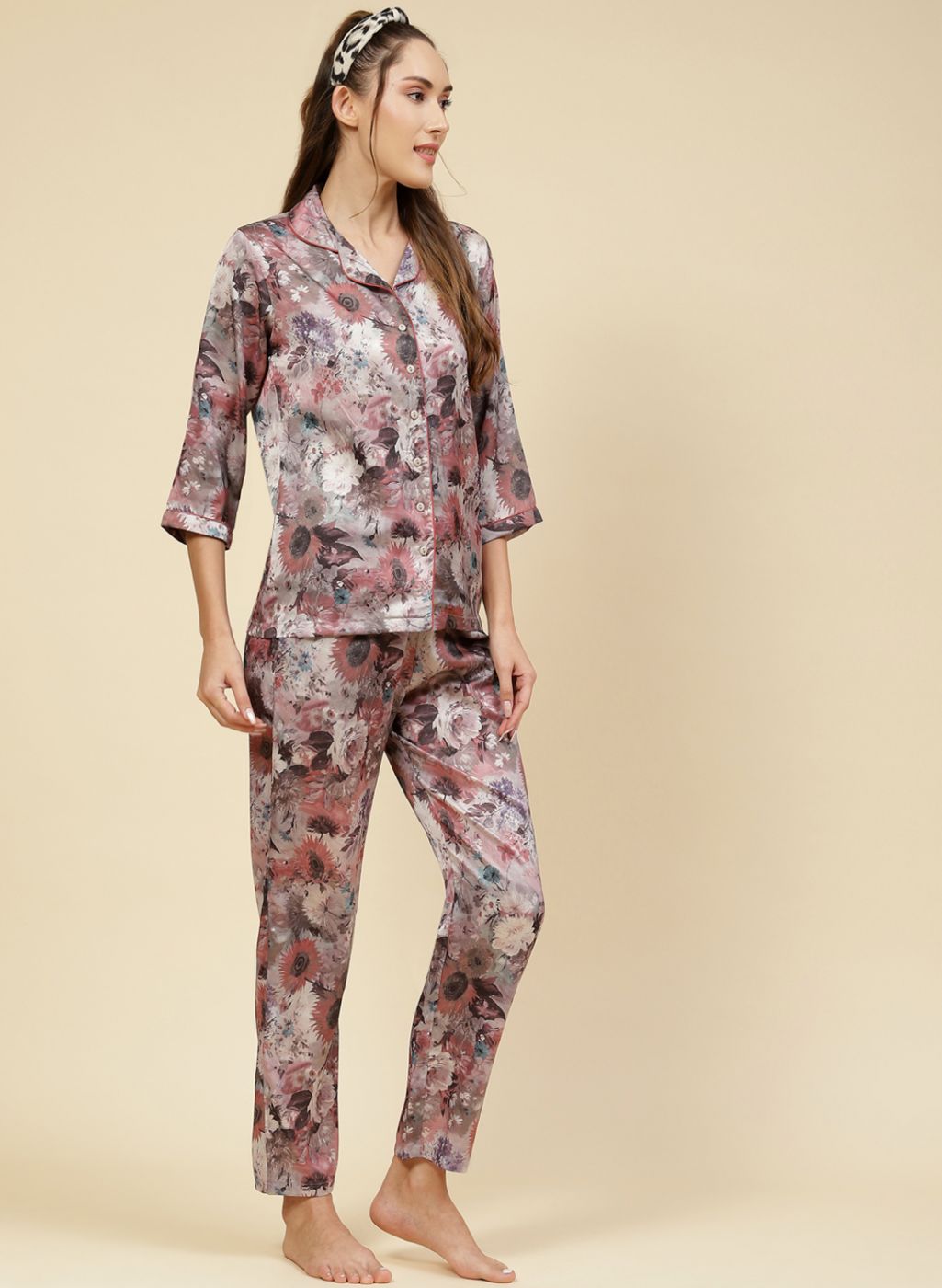 Women Peach Printed Lower Set