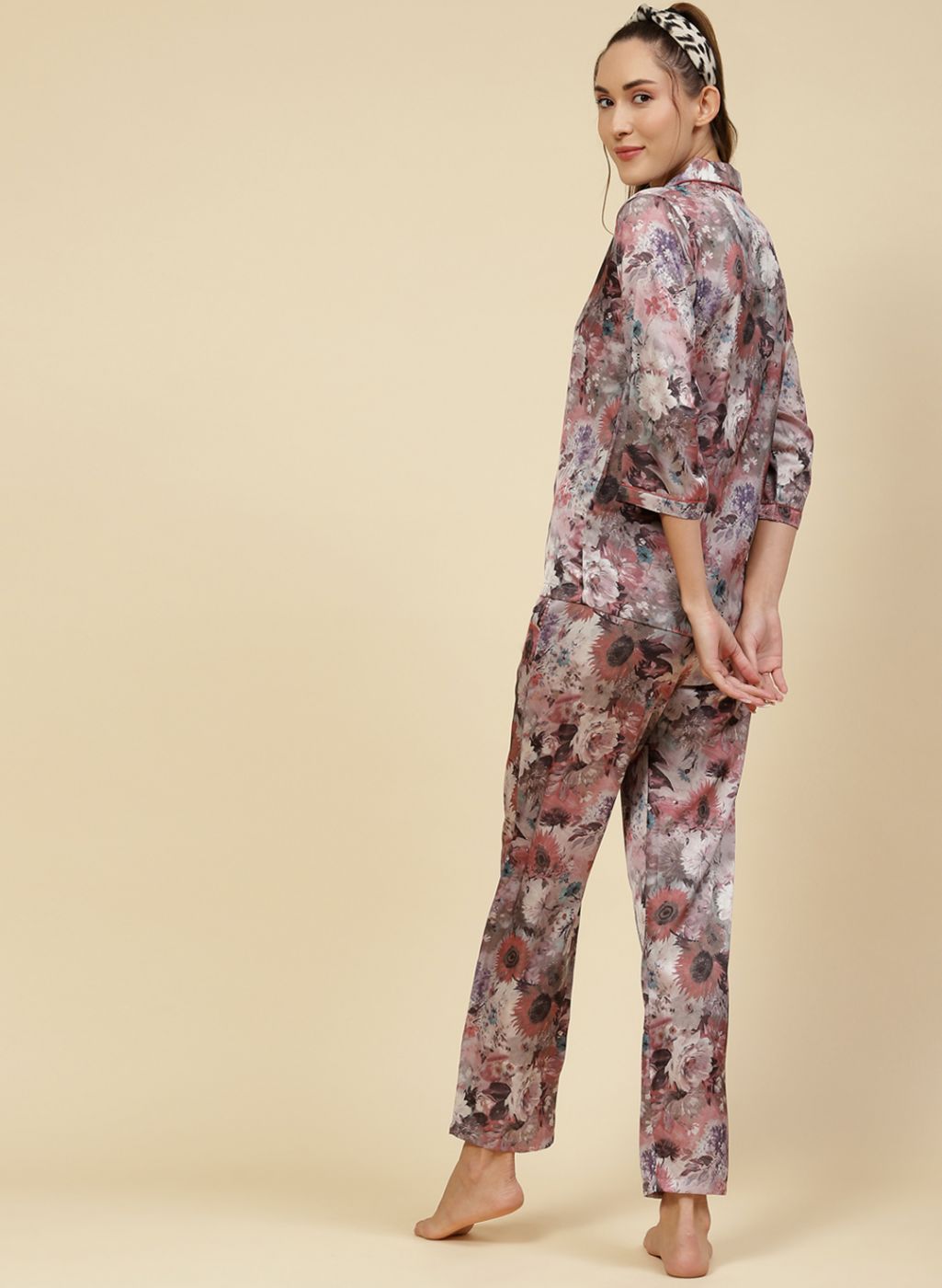 Women Peach Printed Lower Set