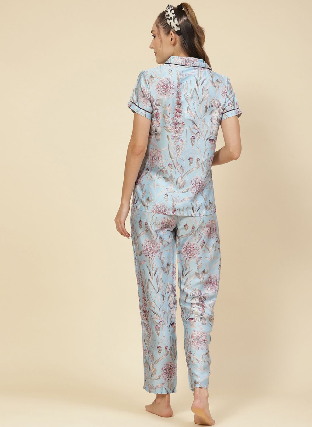 Women Aqua Blue Printed Lower Set