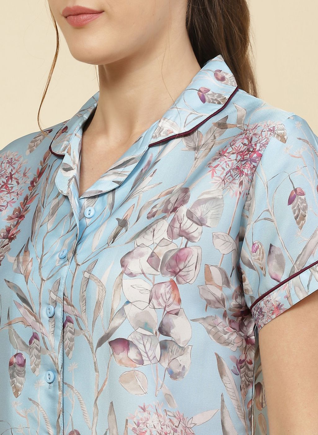 Women Aqua Blue Printed Lower Set