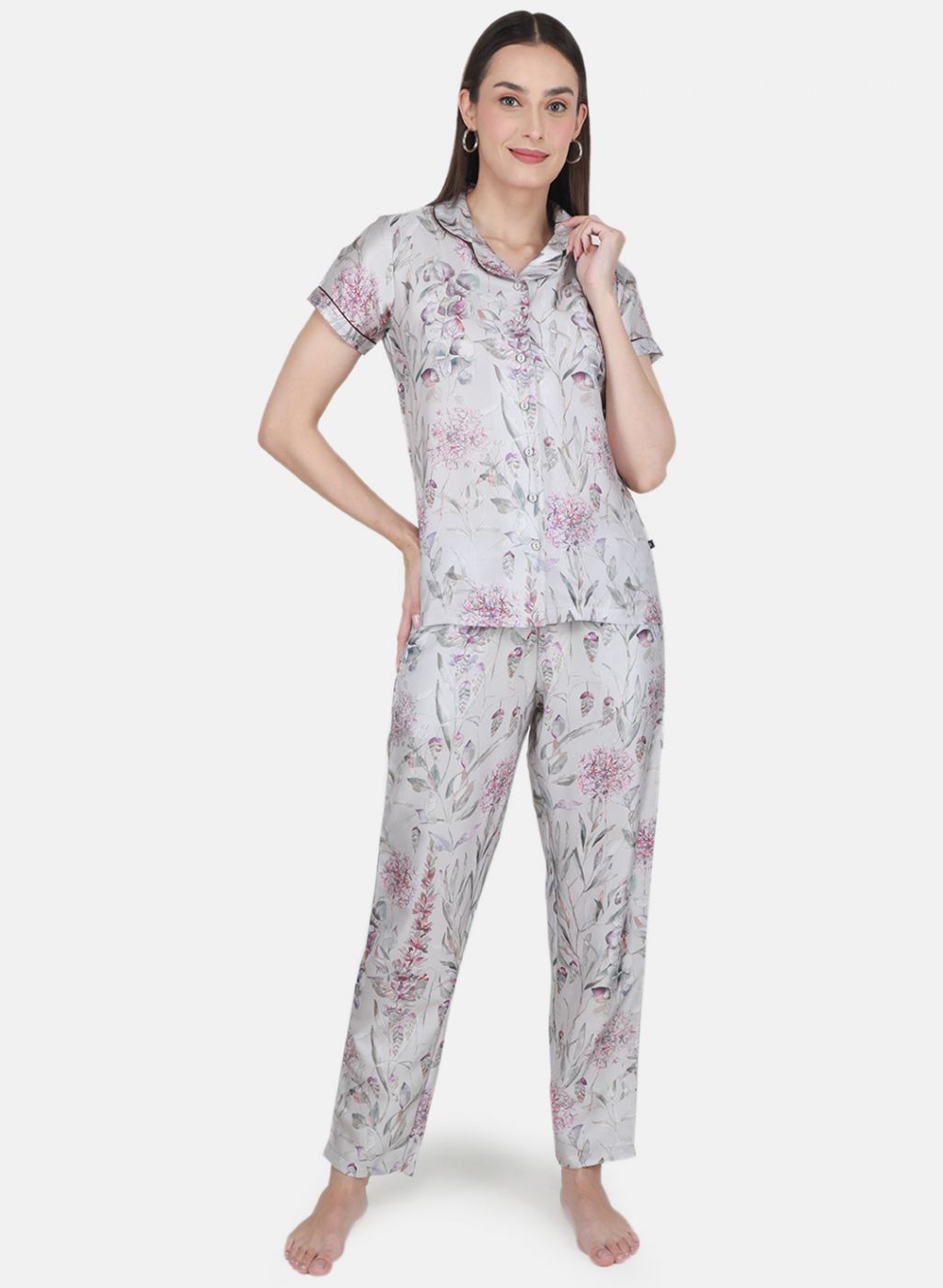 Women Grey Printed Lower Set