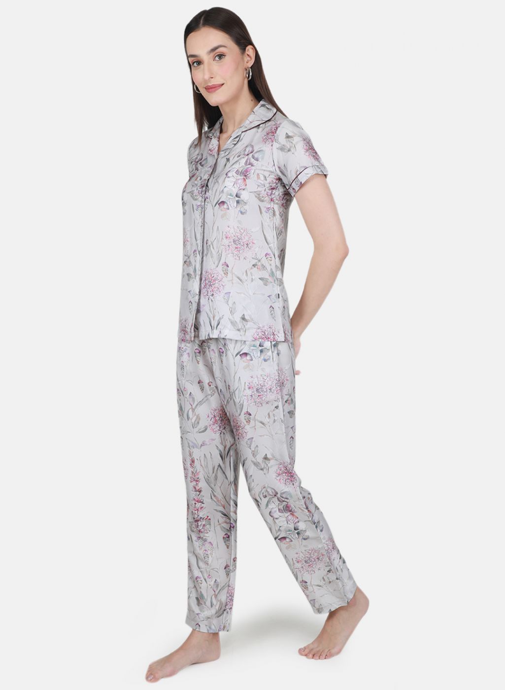 Women Grey Printed Lower Set