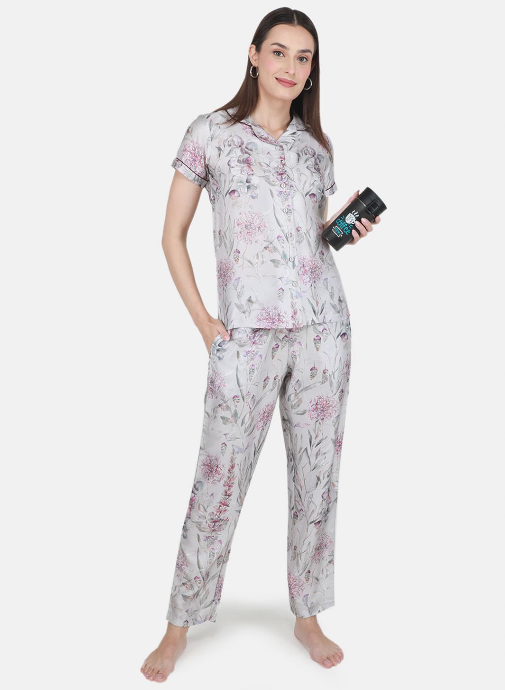 Women Grey Printed Lower Set