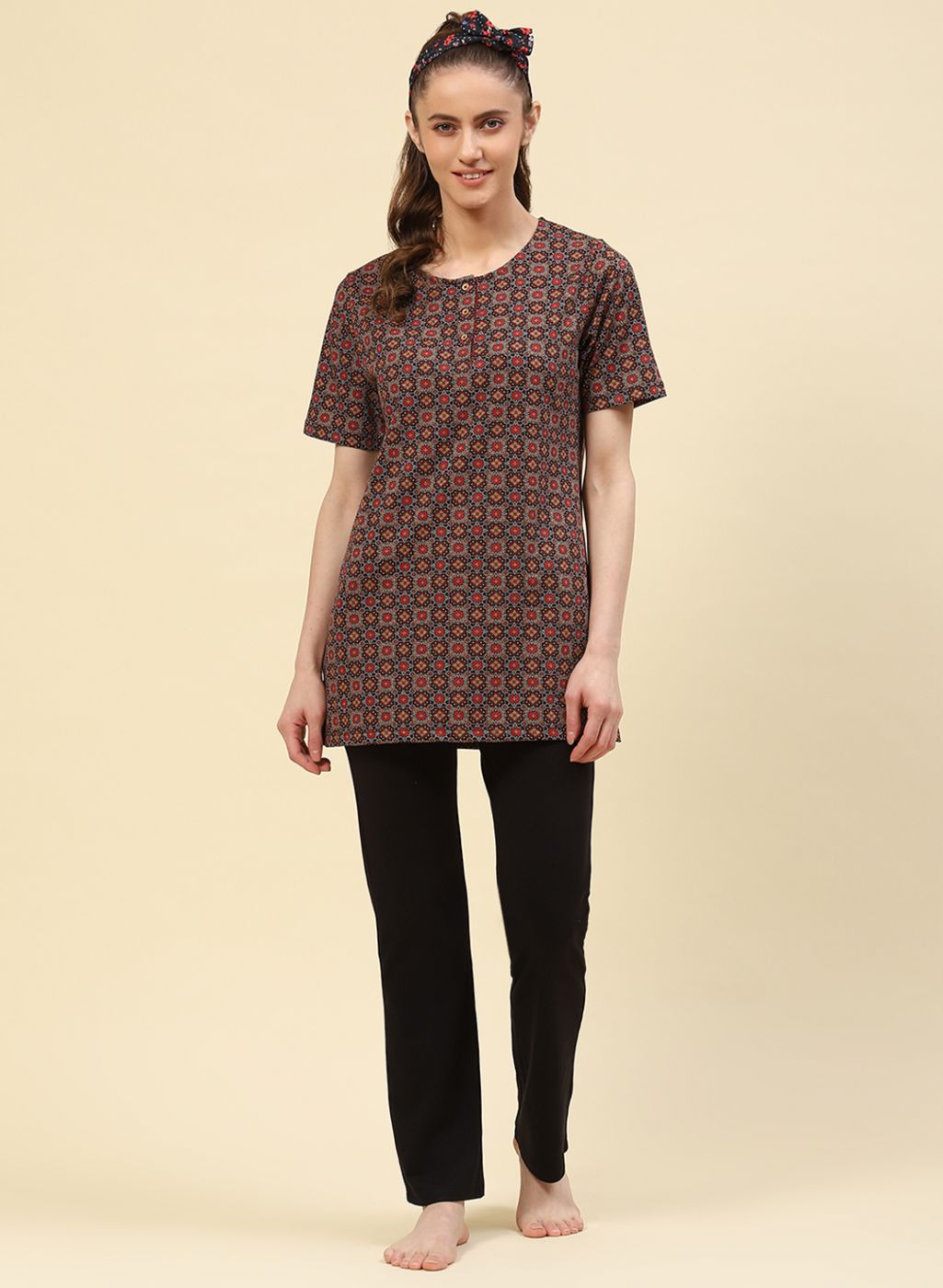 Women Brown Printed Lower Set