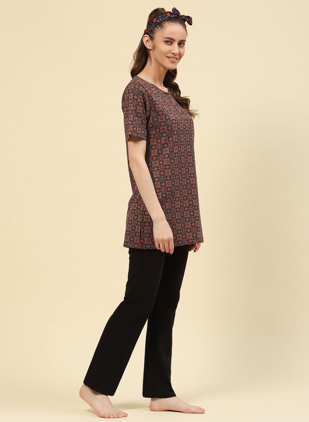 Women Brown Printed Lower Set