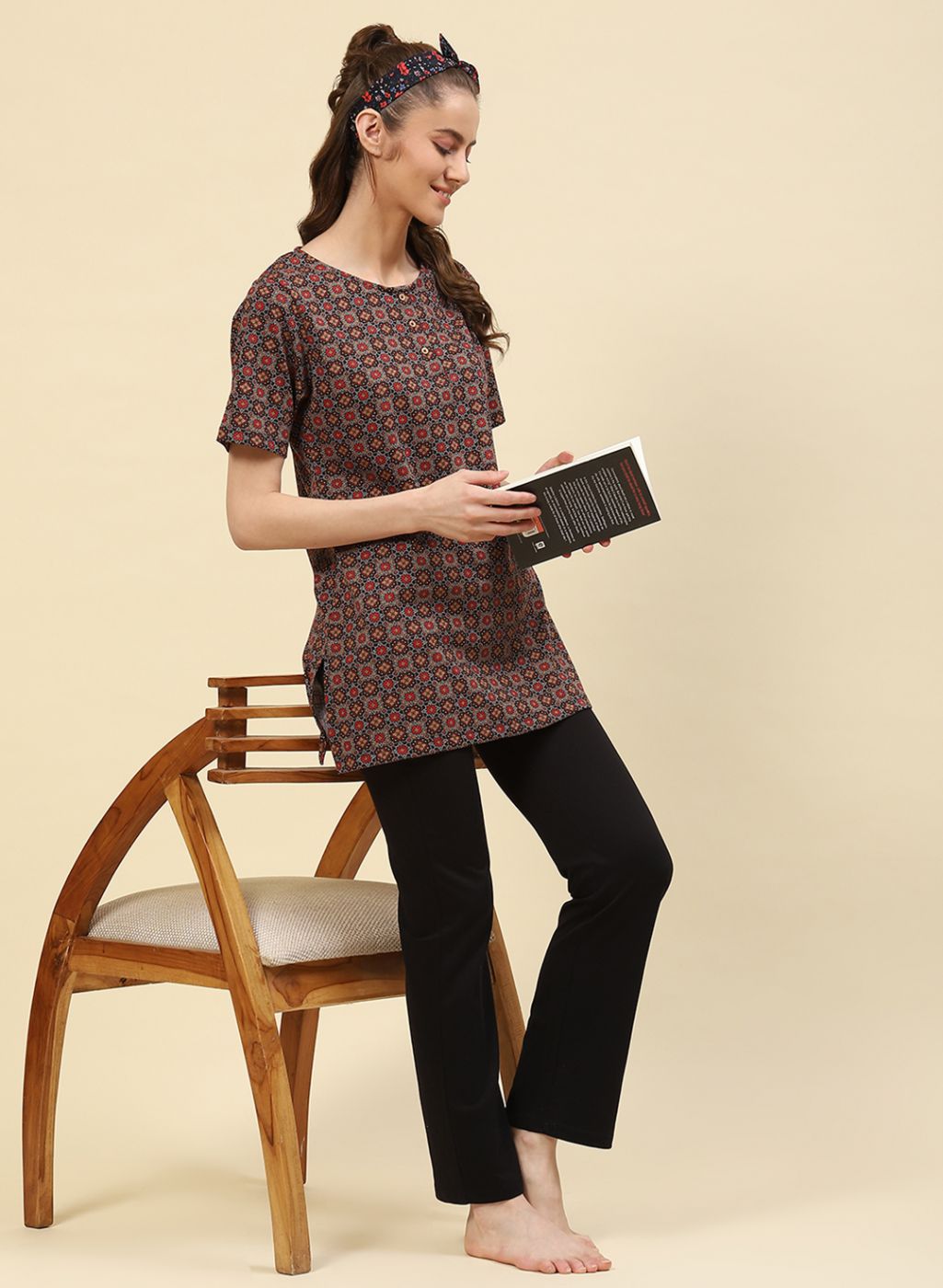 Women Brown Printed Lower Set