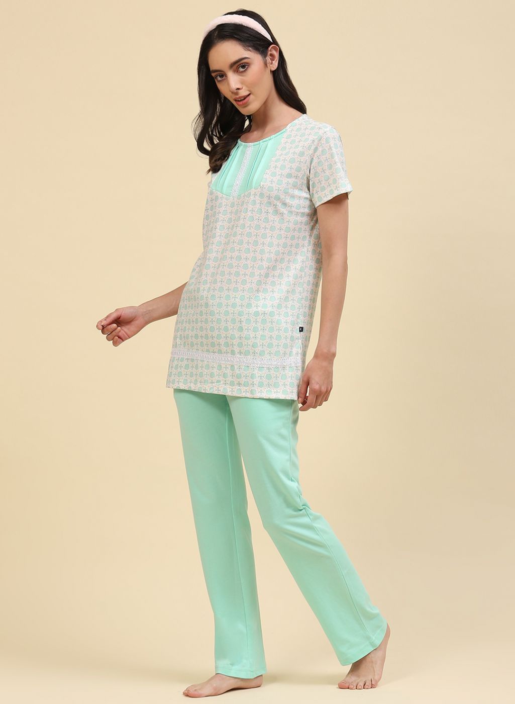 Women Green Printed Lower Set