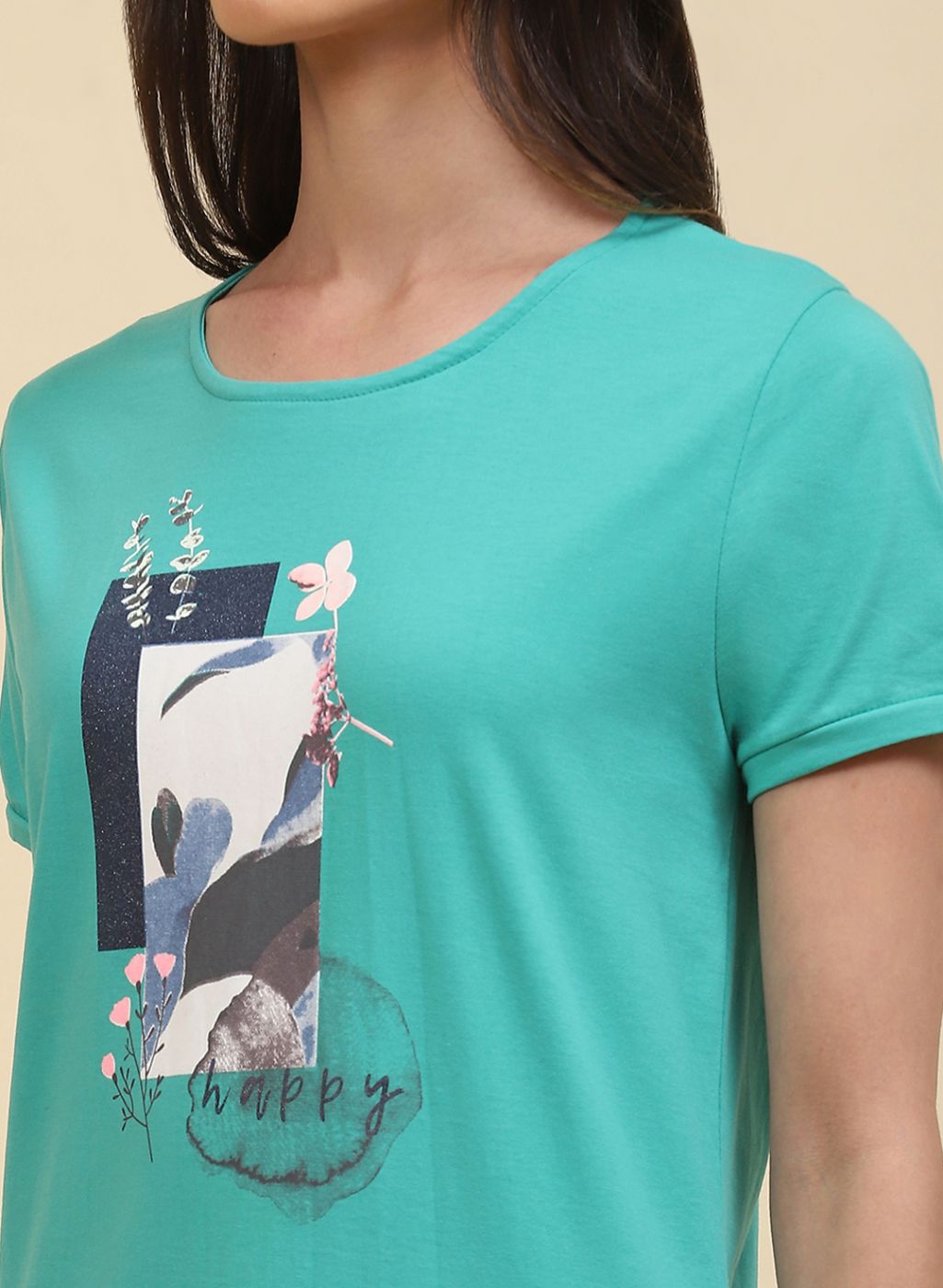 Women Green & NAvy Blue Printed Capri Set